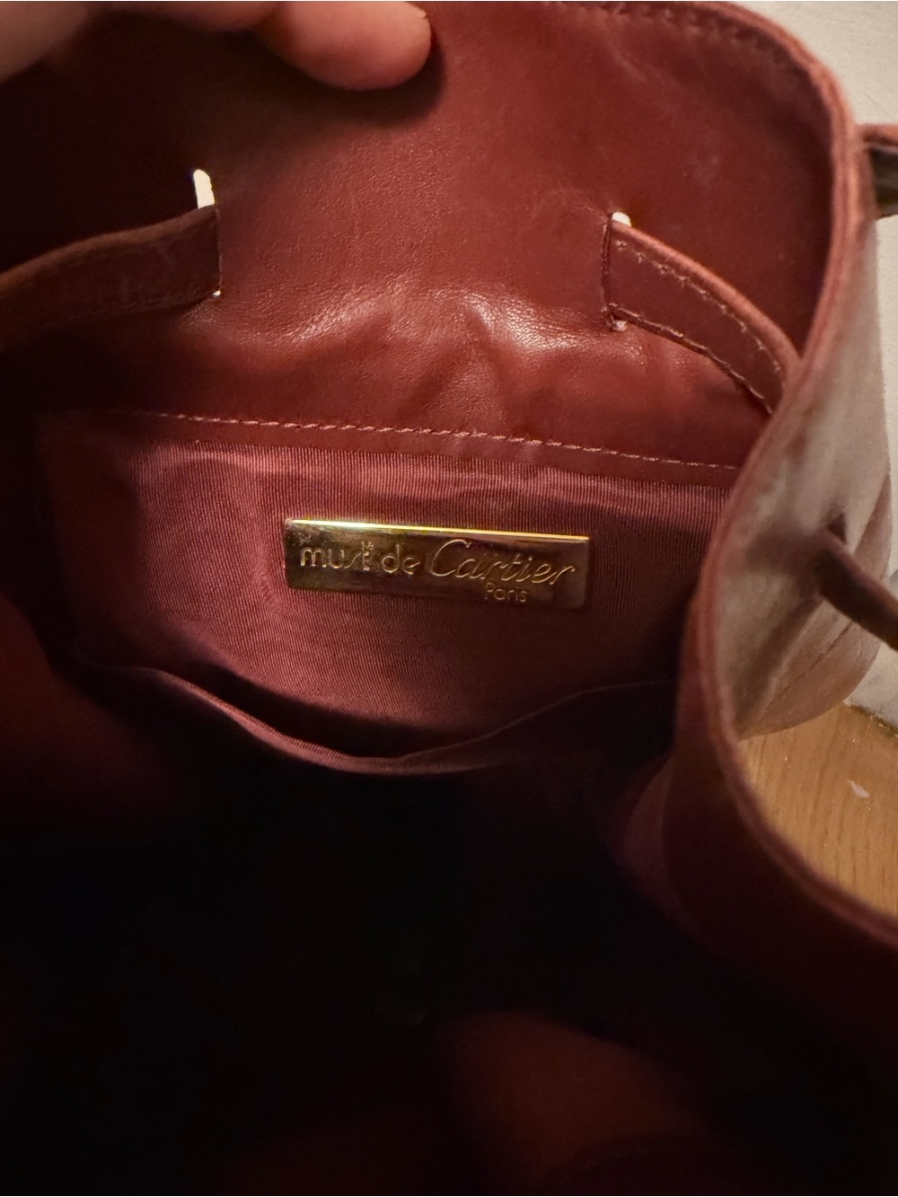 Cartier Brown Leather Drawstring Crossbody Bag - Picture 6 of 7